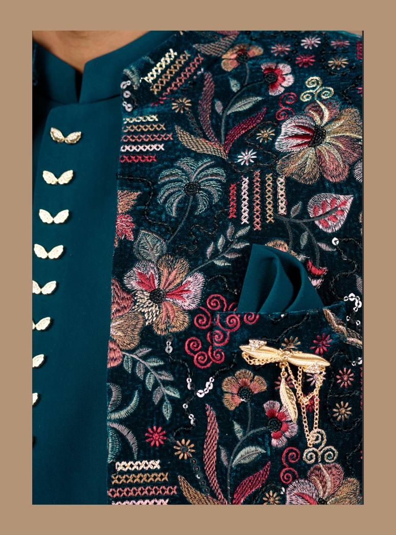 TEAL BLUE JODHPURI SUIT